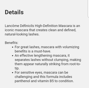 Lancome Makeup - 2/$10 Lancome Definicils mascara Lancome Makeup - 2/$10 Lancome Definicils mascara